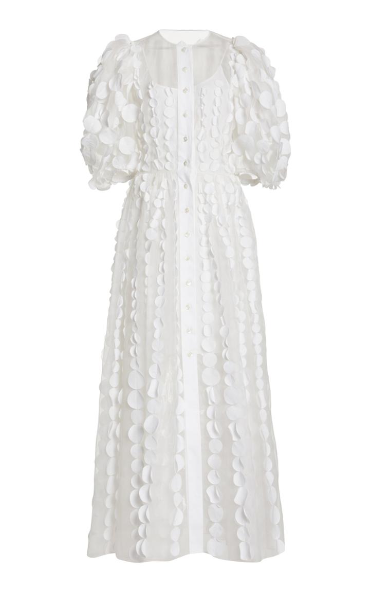 Moda Operandi Carolina Herrera Puff Sleeve Embellished Silk Organza Maxi Dress