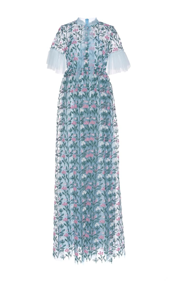 Giuseppe Di Morabito Floral Embroidered Organza Long Dress