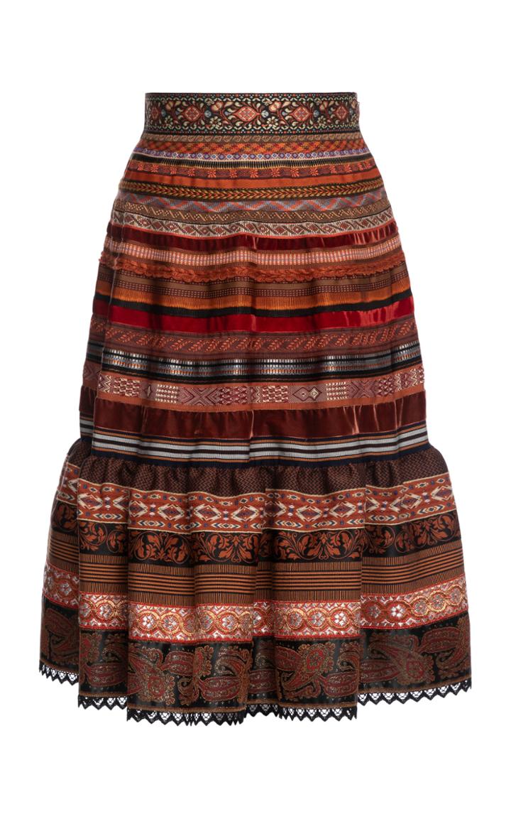 Moda Operandi Lena Hoschek Volant Tiered Midi Ribbon Skirt