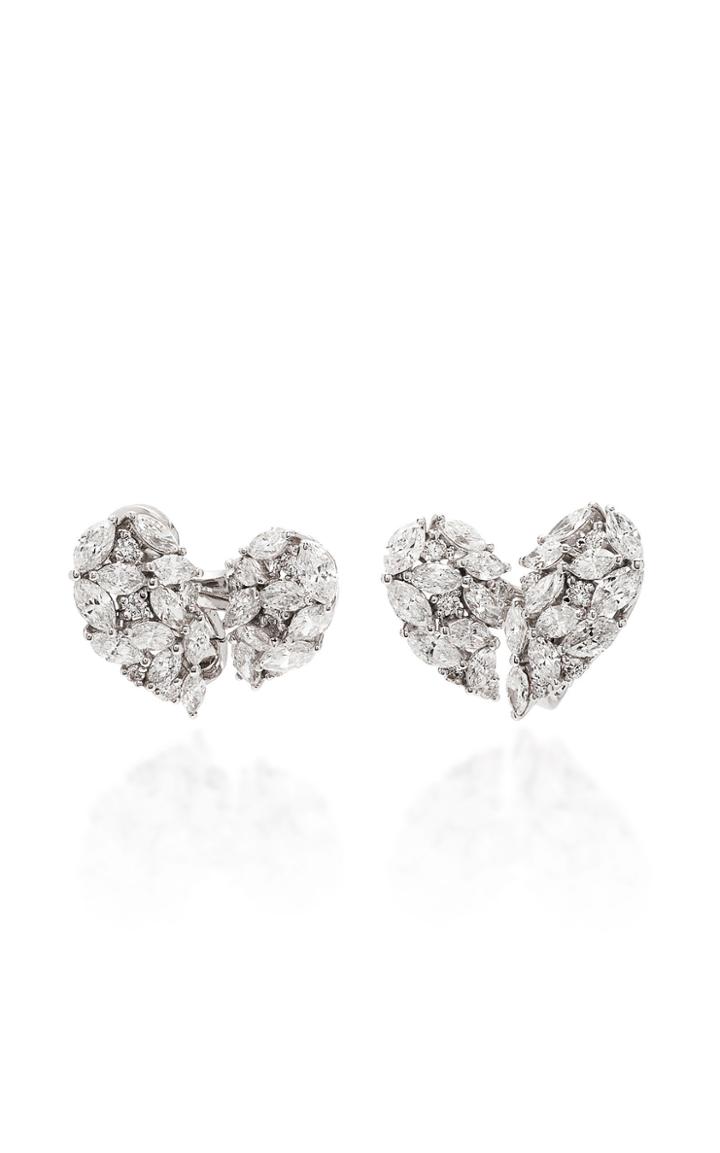 Yeprem 18k White Diamond Stud Earrings