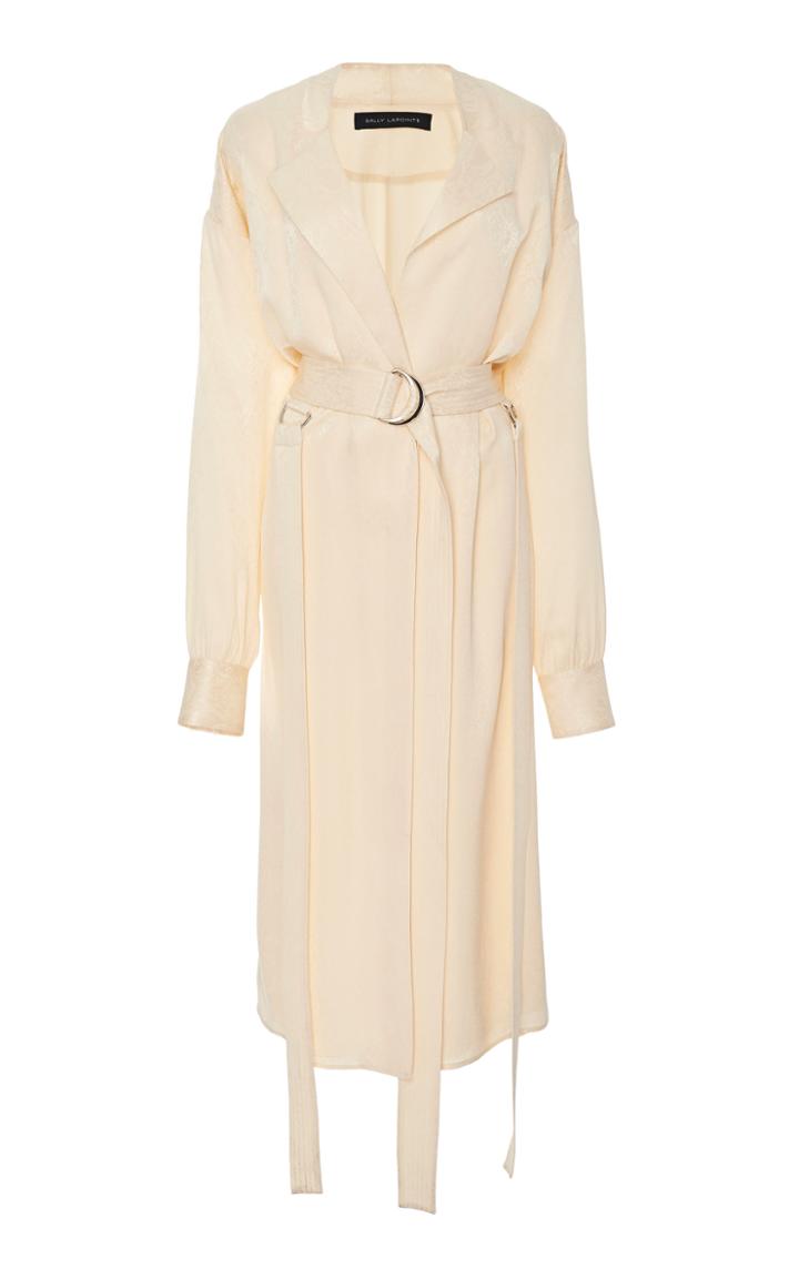 Sally Lapointe Belted Snake-effect Crepe De Chine Dress