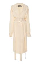 Sally Lapointe Belted Snake-effect Crepe De Chine Dress