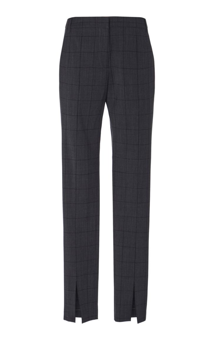Tibi Split-detailed Checked Wool-blend Straight-leg Pants