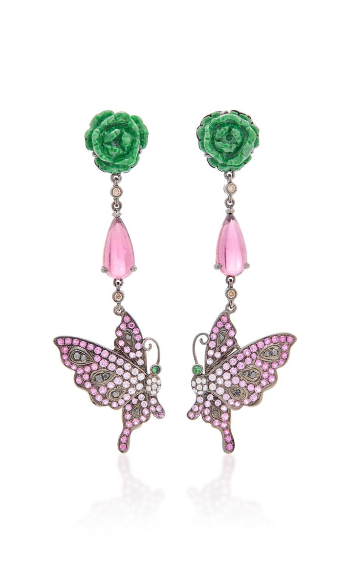Wendy Yue Pink Sapphire Butterfly Earrings
