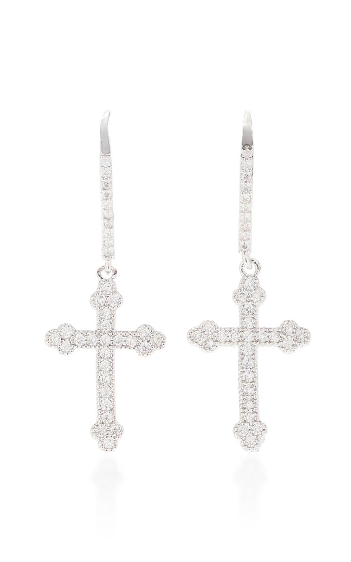 Moda Operandi Fallon Micro Crucifix Crystal Earrings
