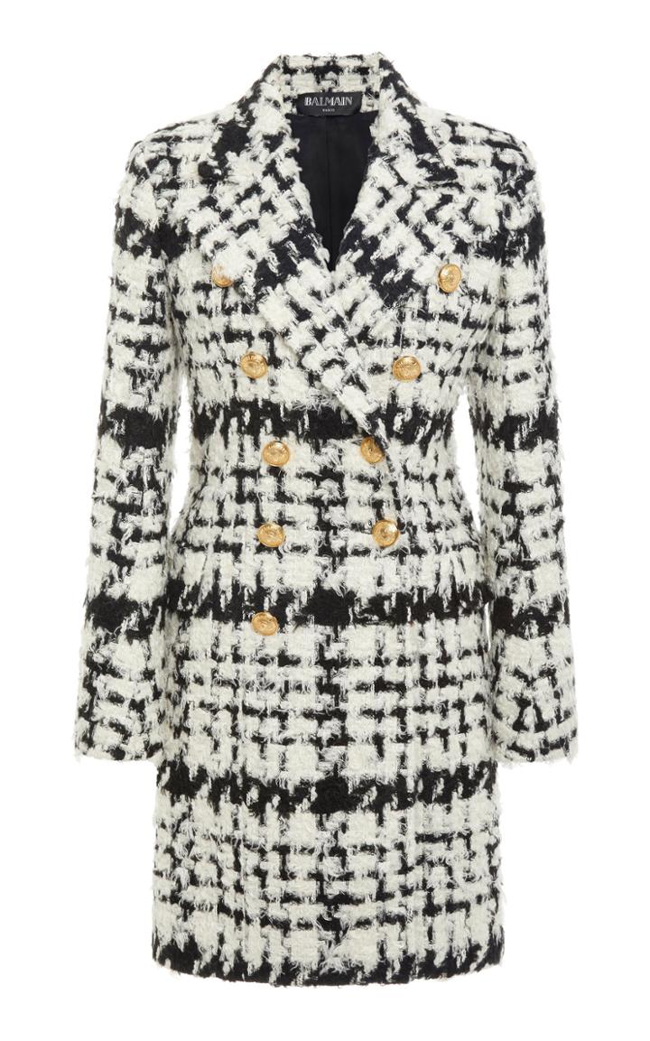 Balmain Tweed Double Breasted Coat