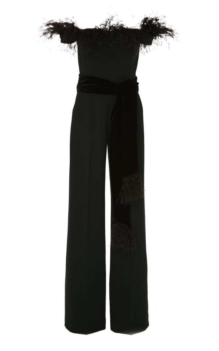 Alexandra Vidal M'o Exclusive: Off The Shoulder Feather Jumpsuit