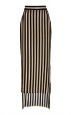 Sandra Mansour Striped Velvet Midi Skirt