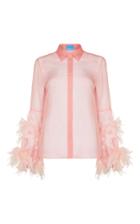 Macgraw Brood Feather And Tulle-trim Silk Blouse