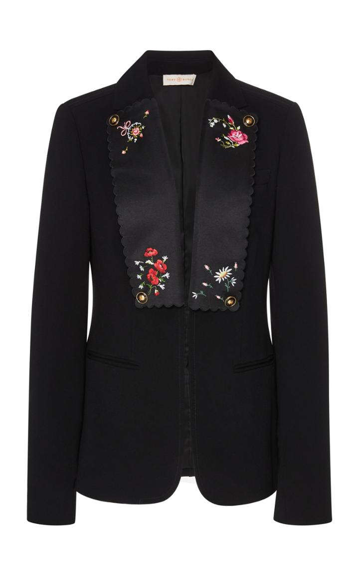 Moda Operandi Tory Burch Embroidered Crepe Blazer Size: 00