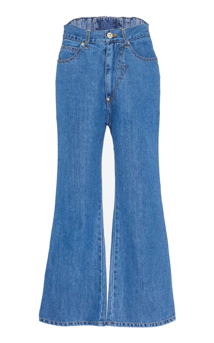 Pushbutton Corseted-back Boot Cut Jeans