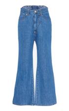 Pushbutton Corseted-back Boot Cut Jeans