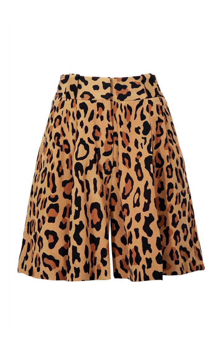Moda Operandi Blaz Milano Simba Fell Pleated Leopard Silk Shorts