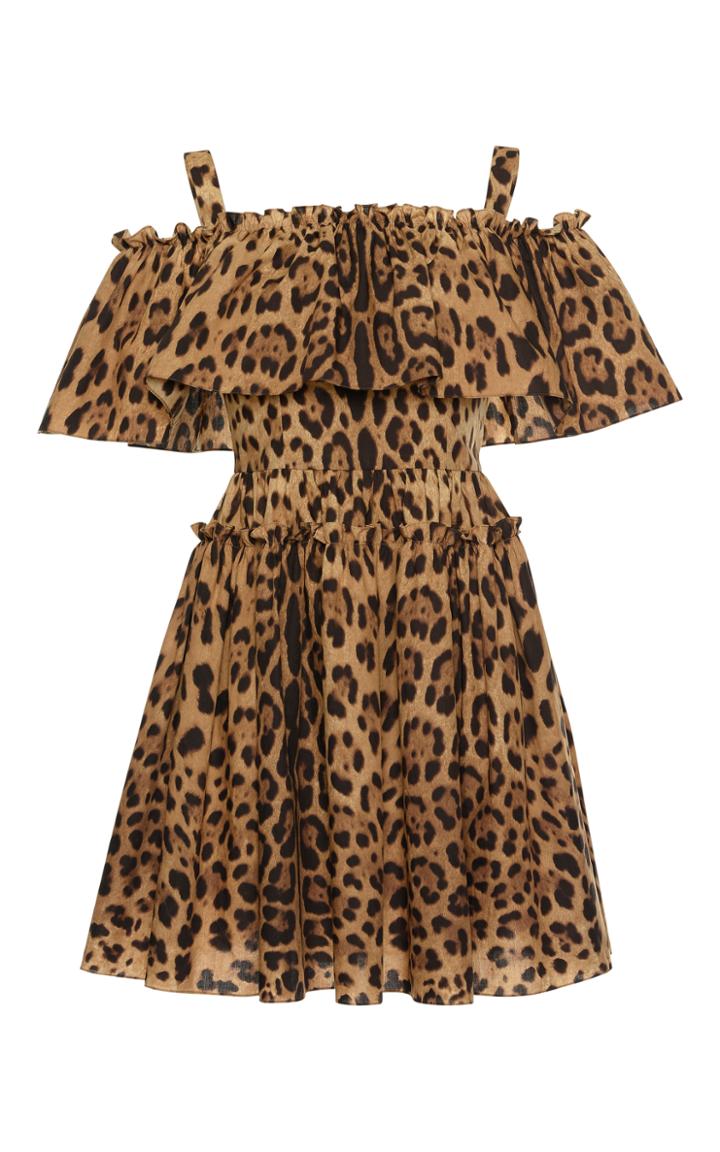Dolce & Gabbana Off-the-shoulder Leopard-print Dress