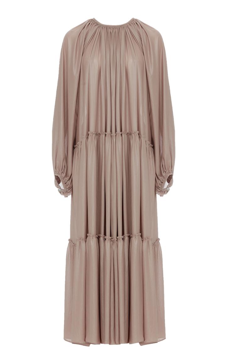 Studio Cut Pleated Crepe De Chine Dress