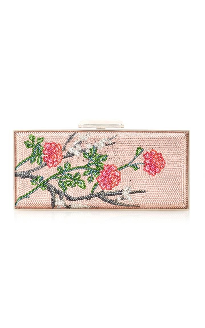Judith Leiber Couture Large Coffered Rectangle Clutch With Cherry Blossoms