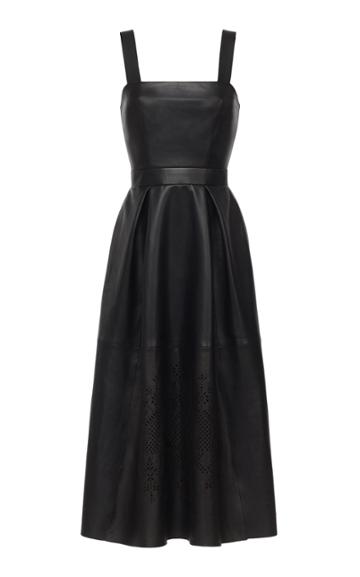 Ulyana Sergeenko Demi Couture Leather A Line Midi Dress