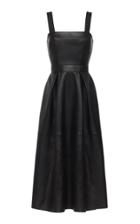 Ulyana Sergeenko Demi Couture Leather A Line Midi Dress