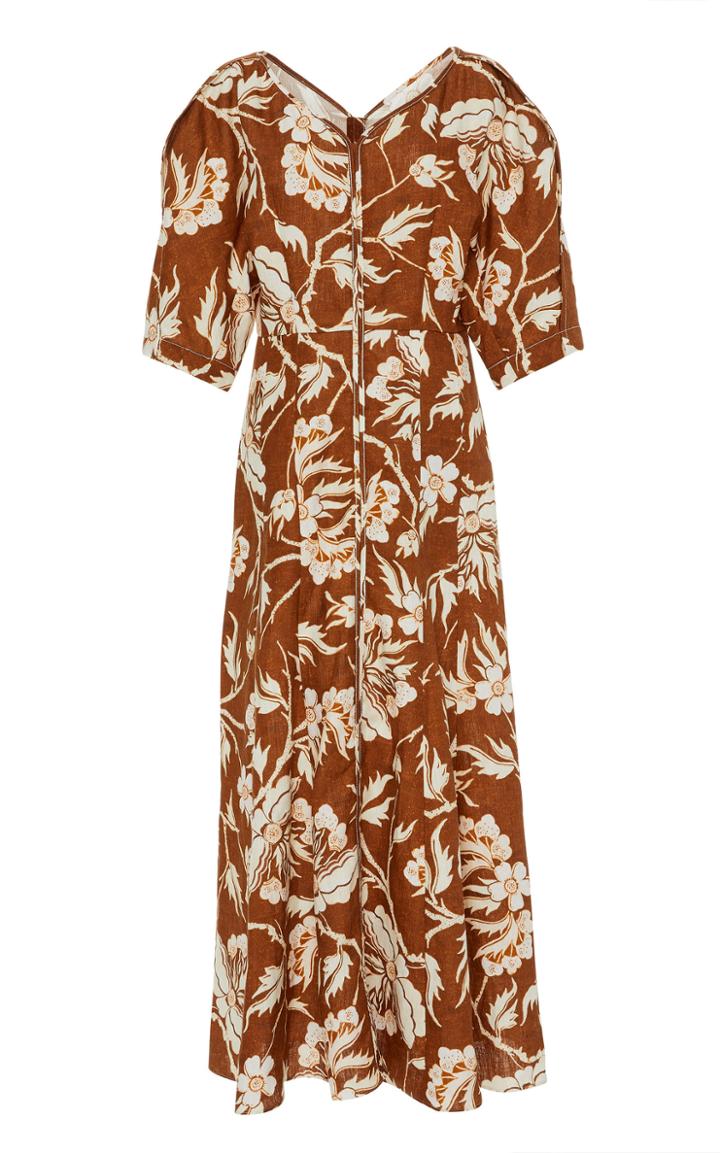 Moda Operandi Mara Hoffman Sicily Floral-print Hemp Midi Dress Size: 00