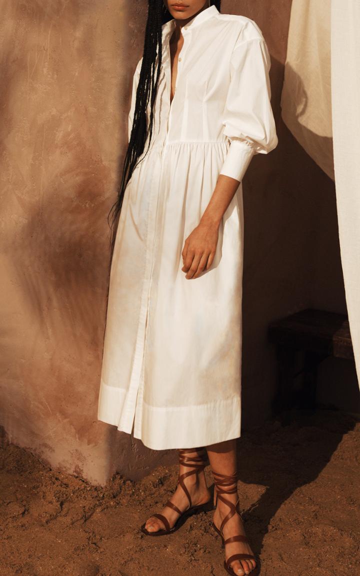 Three Graces London Peppa Cotton Midi Shirt Dress
