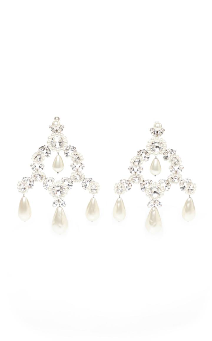 Moda Operandi Simone Rocha Triple Drop Jeweled Chandelier Earrings