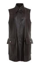 Salvatore Ferragamo Karung Leather Sleeveless Utility Jacket With Patch Pockets