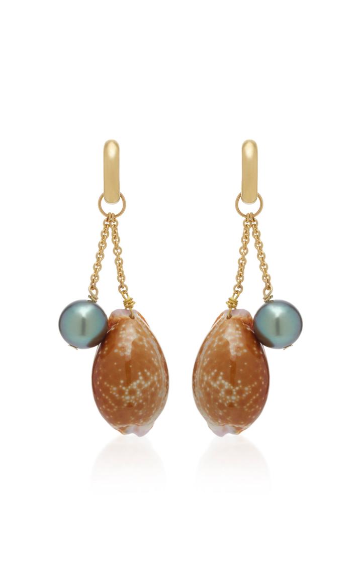 Haute Victoire 18k Gold Shell And Pearl Earring