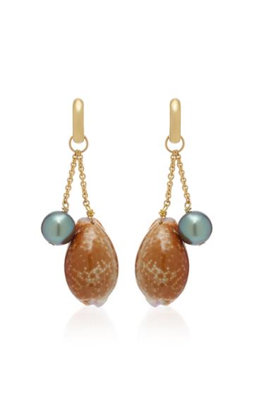 Haute Victoire 18k Gold Shell And Pearl Earring