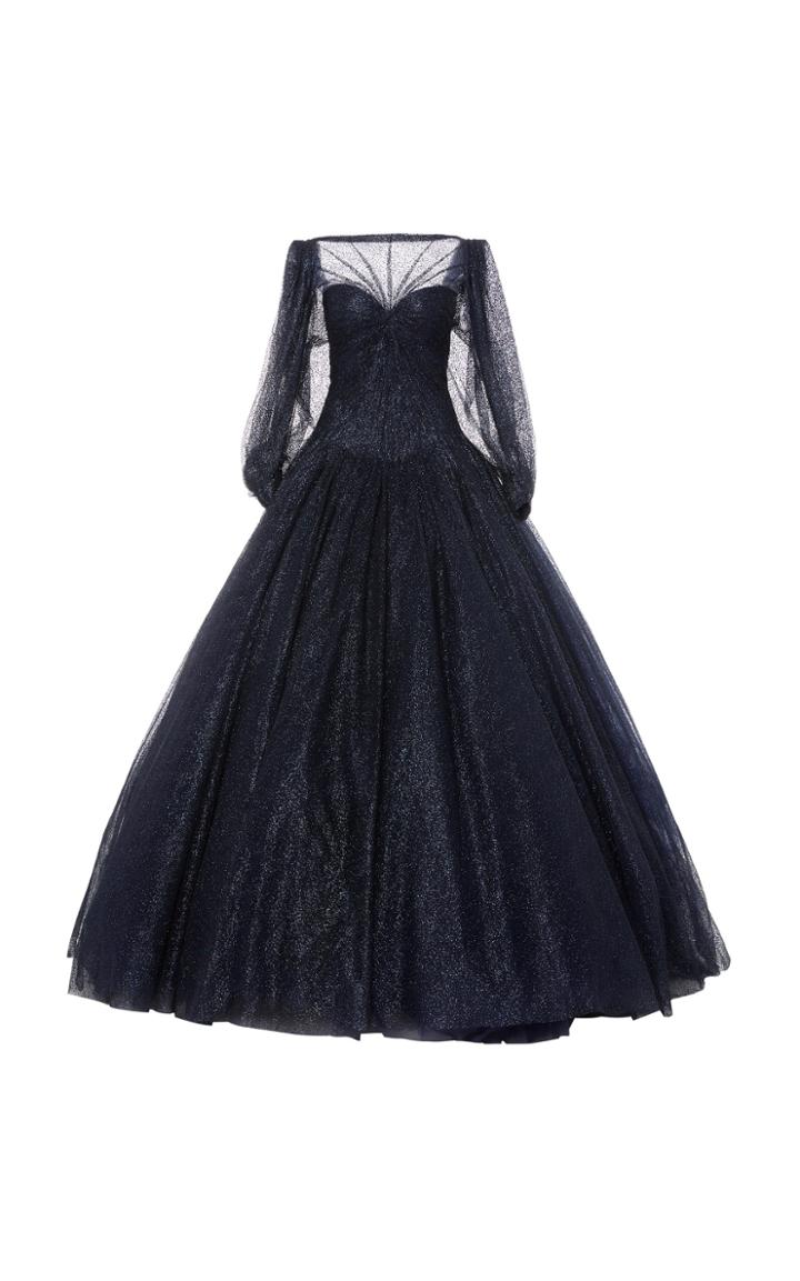 Zac Posen Cutout Sheer-paneled Lurex Ballgown
