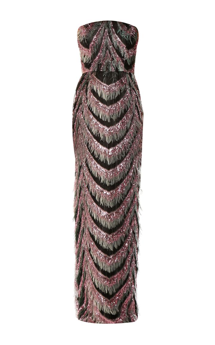 Bambah Geometric Plumas Gown