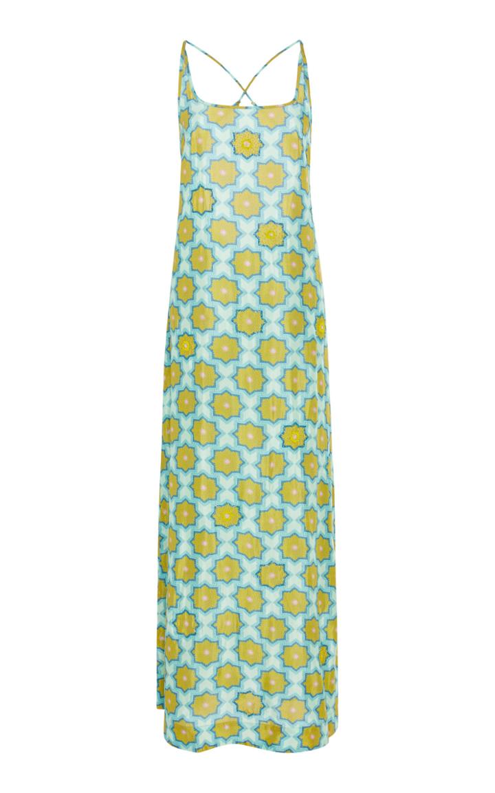Verandah Cross Back Taffeta Maxi Dress