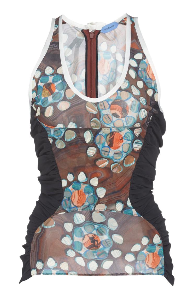 Mugler Contoured Printed Mesh Tank Top