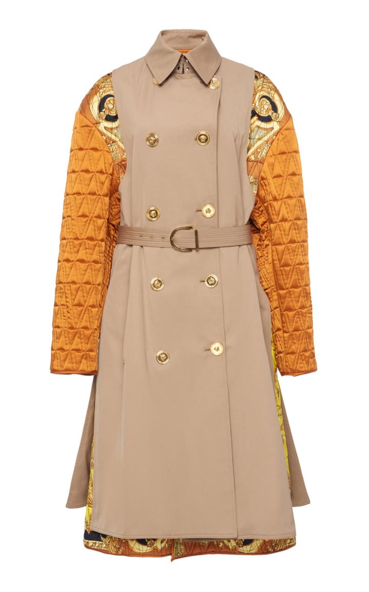 Versace Quilted Double-breasted Gabardine Trench Coat