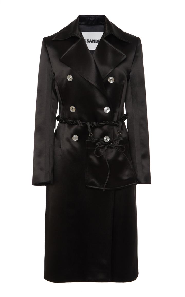 Moda Operandi Jil Sander Double-breasted Satin Coat With Belt Bag