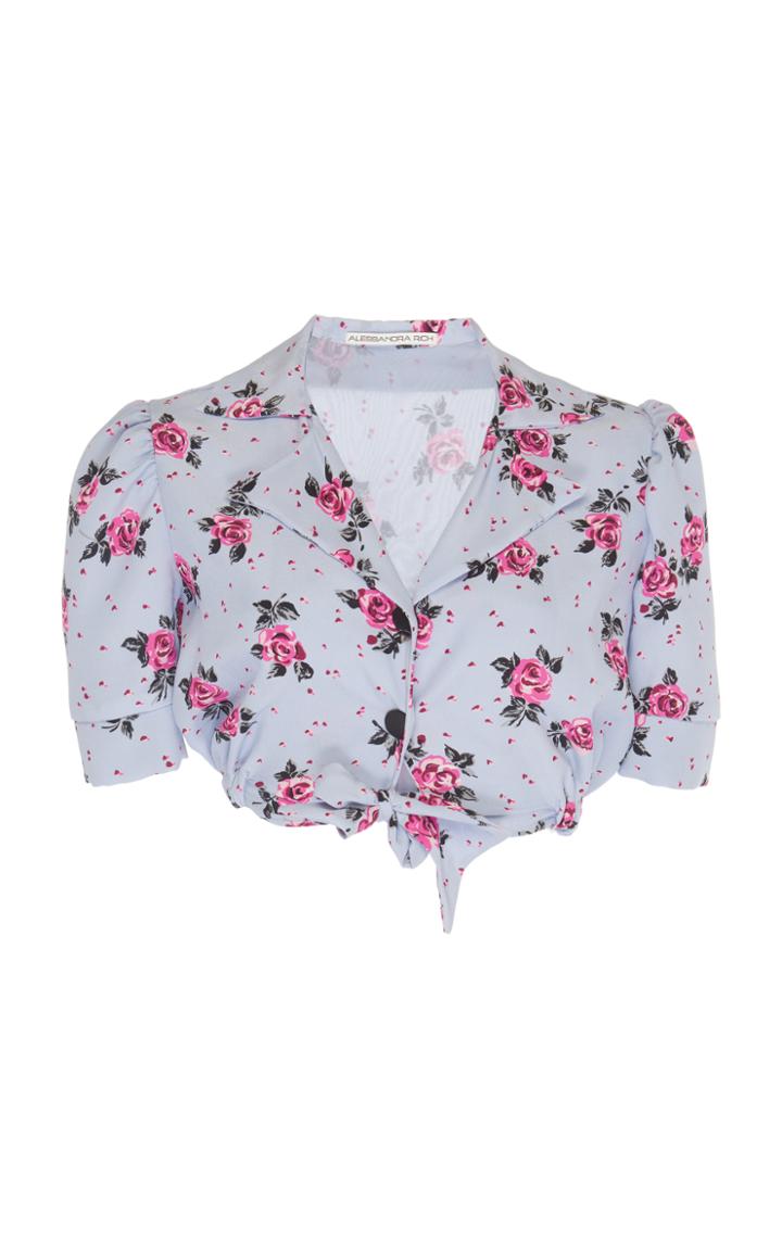 Alessandra Rich Floral Printed Crop Shirt