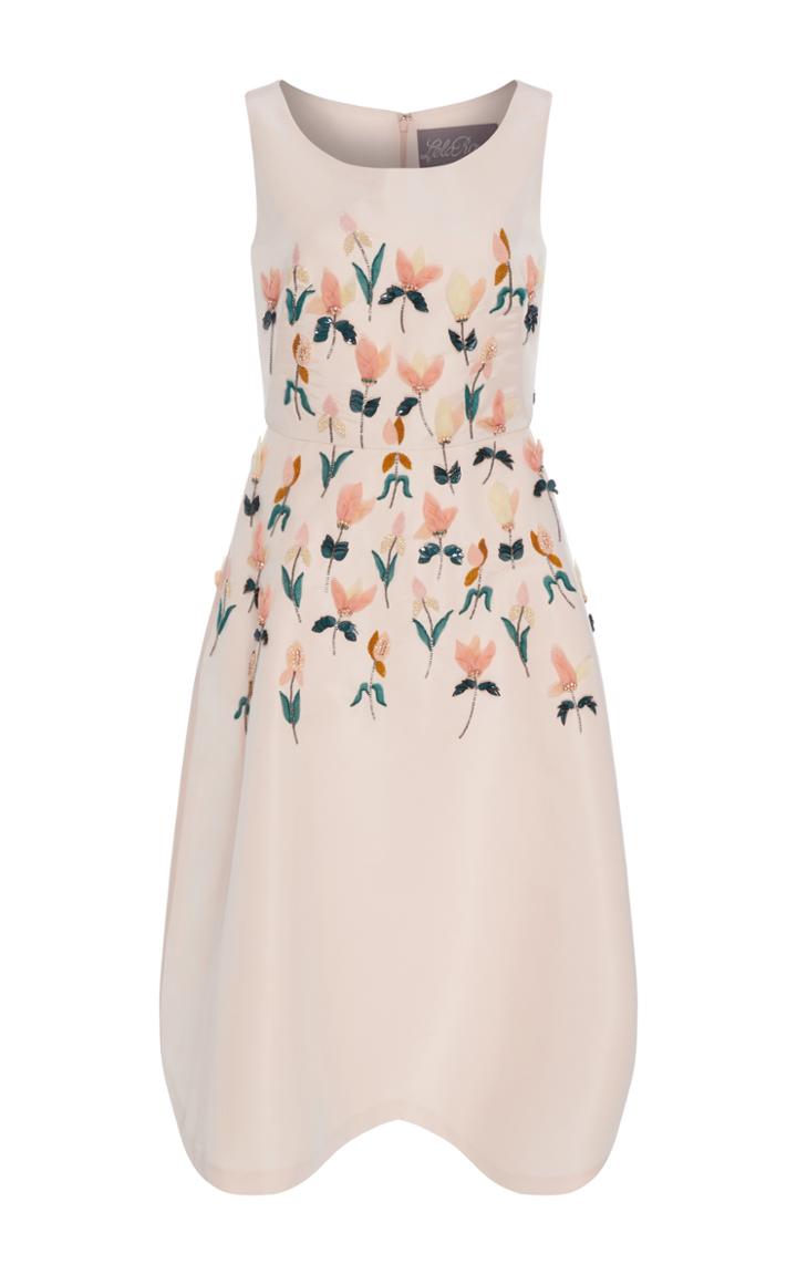 Lela Rose Tulip Embroidered Faille Dress