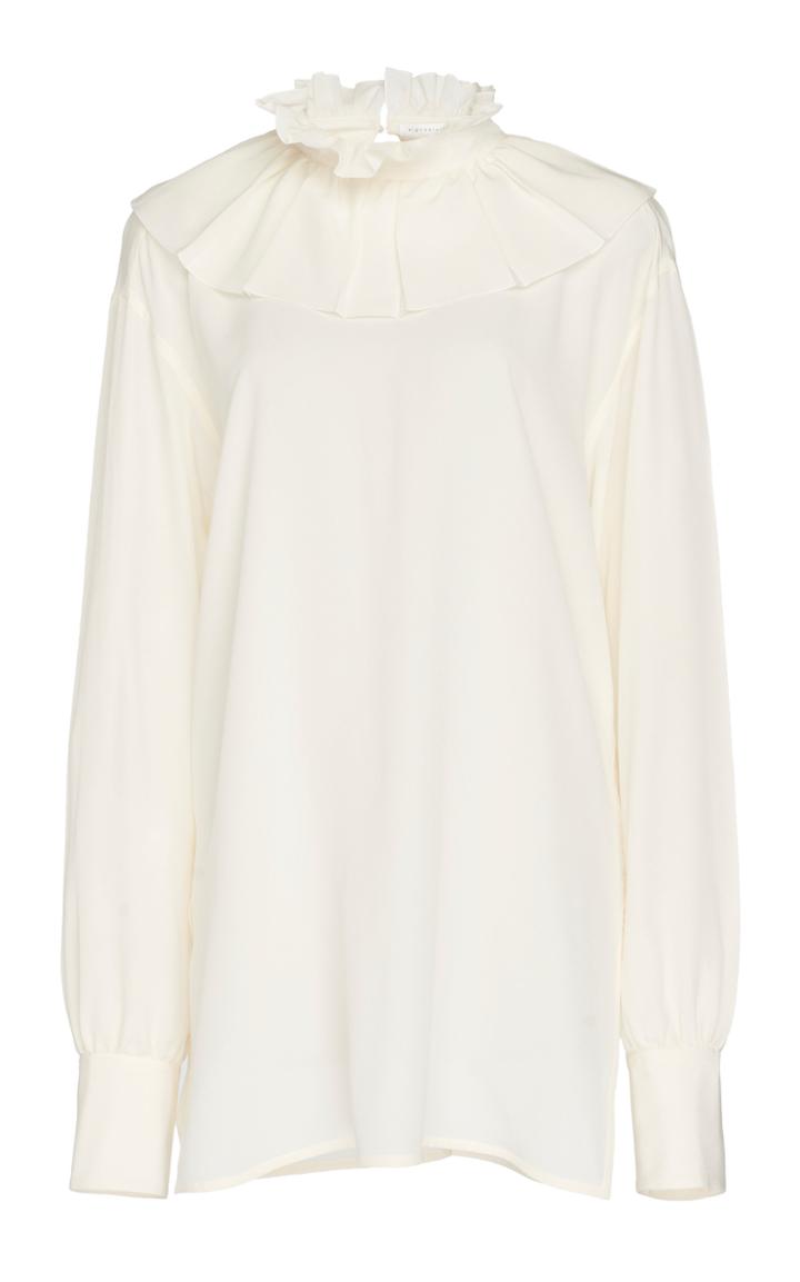 Victoria Beckham Oversized Ruffle Silk Blouse
