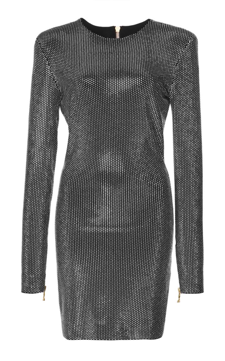 Balmain Strass Long Sleeve Dress