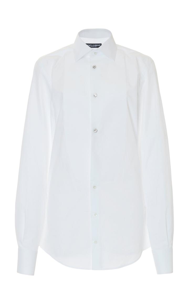 Dolce & Gabbana Collared Poplin Tuxedo Shirt
