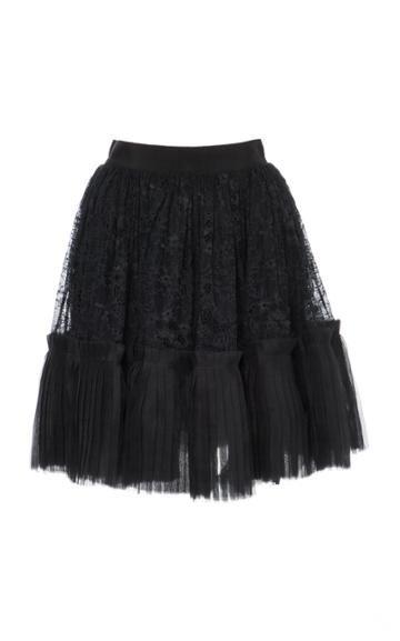 Amen Couture Organza Plisse Lace Skirt