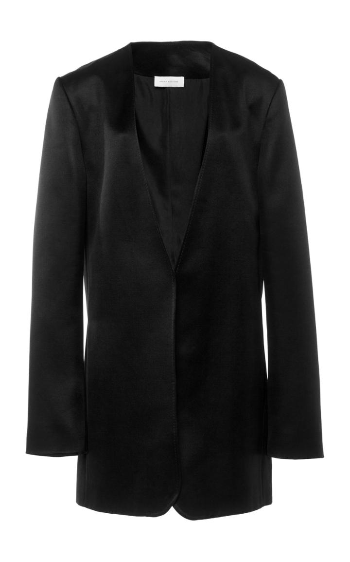 Marina Moscone Collarless Wool Blend Blazer