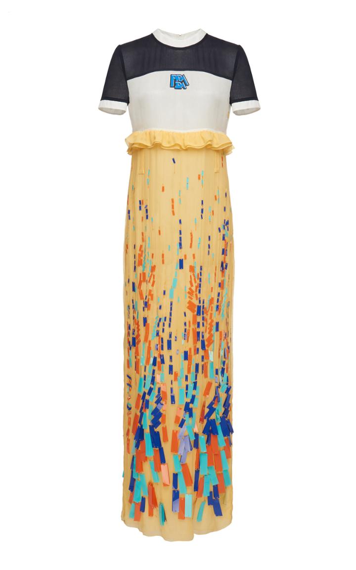 Prada Embroidered Chiffon Dress