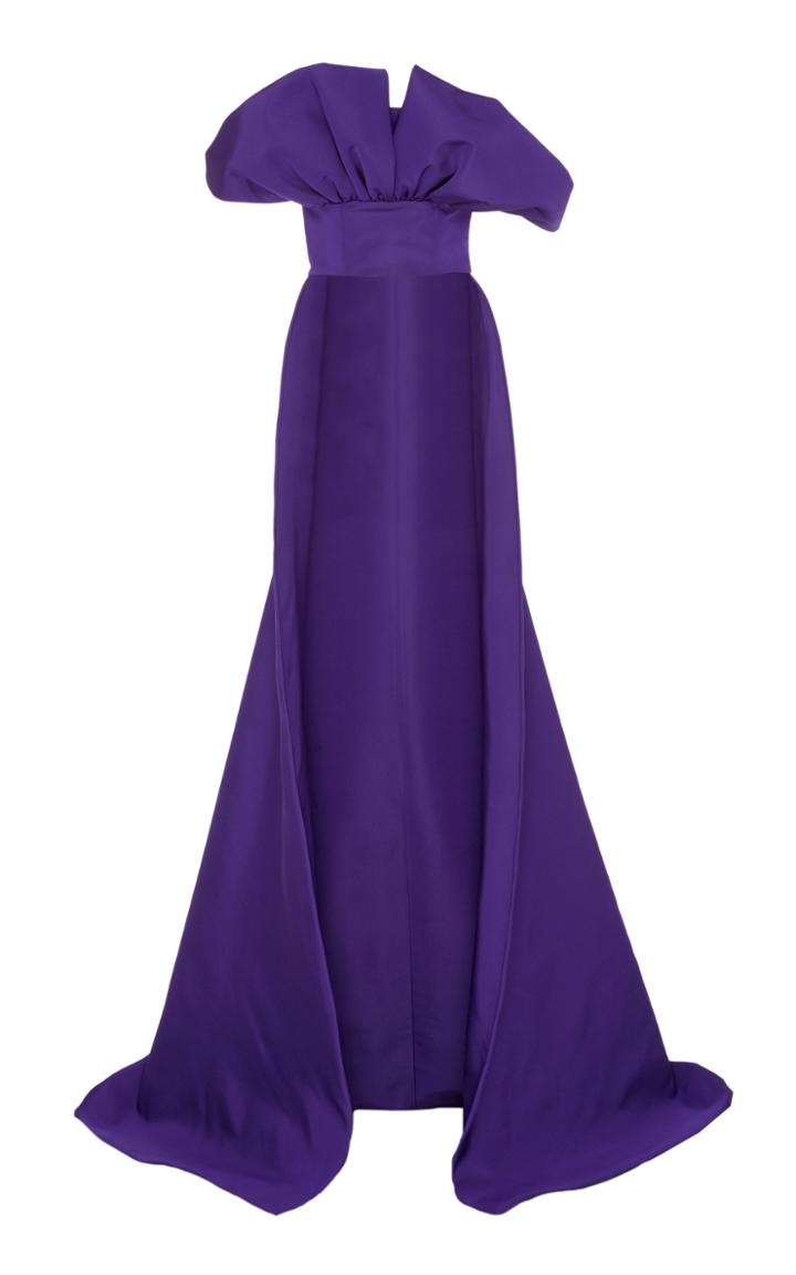 Christian Siriano Ruffled Silk Satin Strapless Top