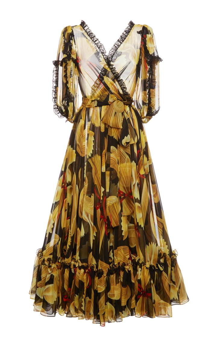 Dolce & Gabbana Pasta Print Chiffon Dress