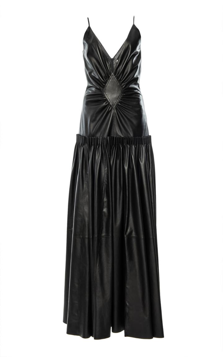Loewe Gathered Leather-blend Maxi Dress