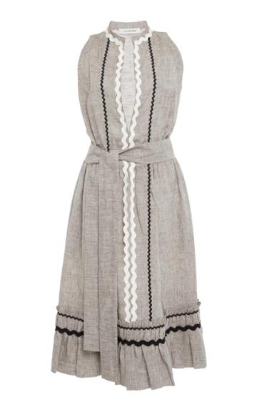 Lug Von Siga Belted Linen Midi Dress