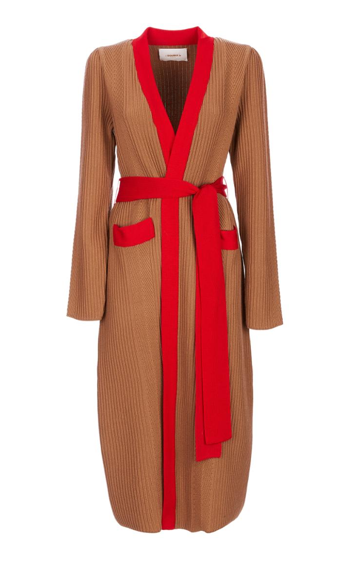 Moda Operandi La Doublej Nonna Two-tone Ribbed-knit Cardigan