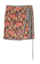 Oscar De La Renta Wrap Floral Print Mini Skirt