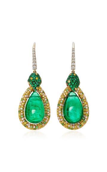 Martin Katz Pear Shape Emerald Cabochon Earrings