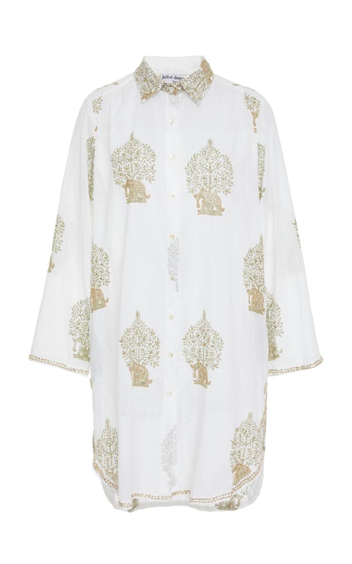 Juliet Dunn Embroidered Cotton Beach Shirt